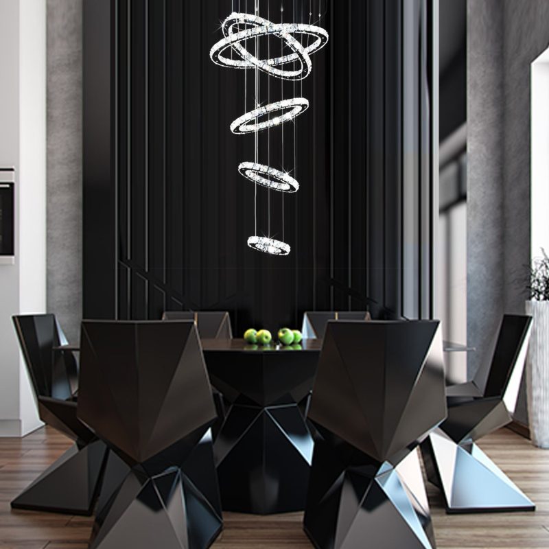 Five & Six Ring Crystal Chandelier Suspension Lights - Image 4