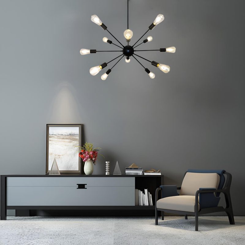 12-Bulbs Iron Satellite Chandelier - Image 3