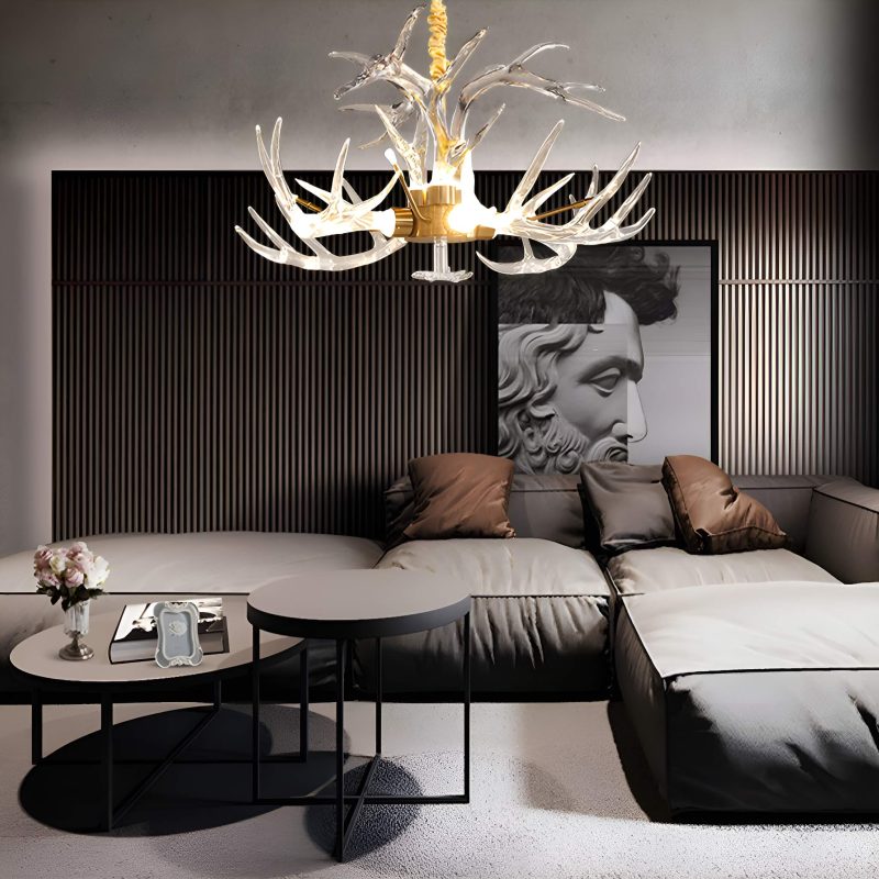 7-Light Resin Deer Horn Antler Ceiling - Image 2