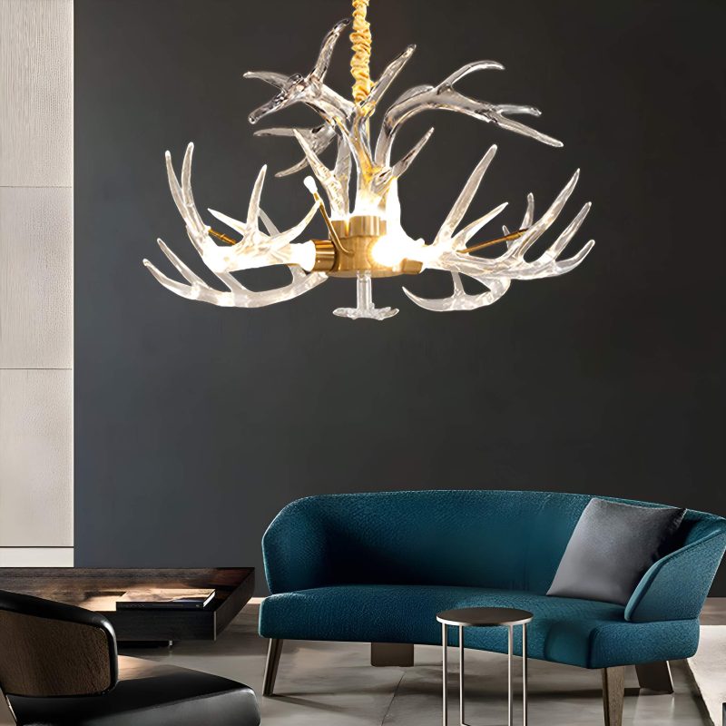 7-Light Resin Deer Horn Antler Ceiling - Image 3