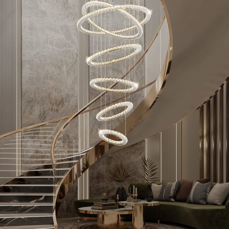 Five & Six Ring Crystal Chandelier Suspension Lights - Image 2