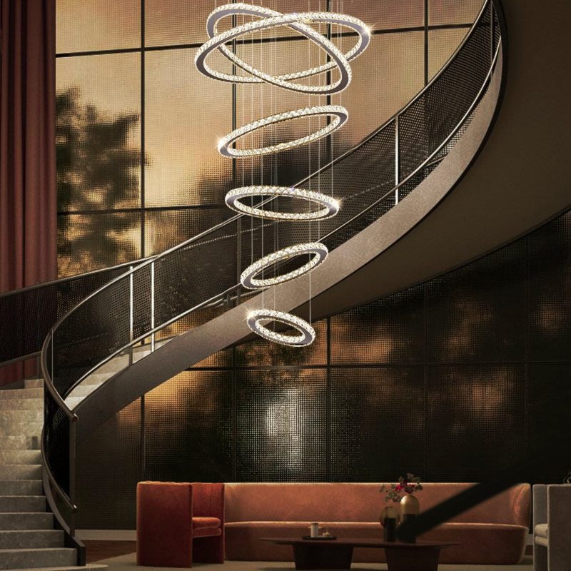 Five & Six Ring Crystal Chandelier Suspension Lights - Image 3
