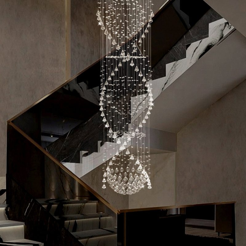 Double Spiral  Crystal Chandelier With Three Spheres For Foyer - Image 3