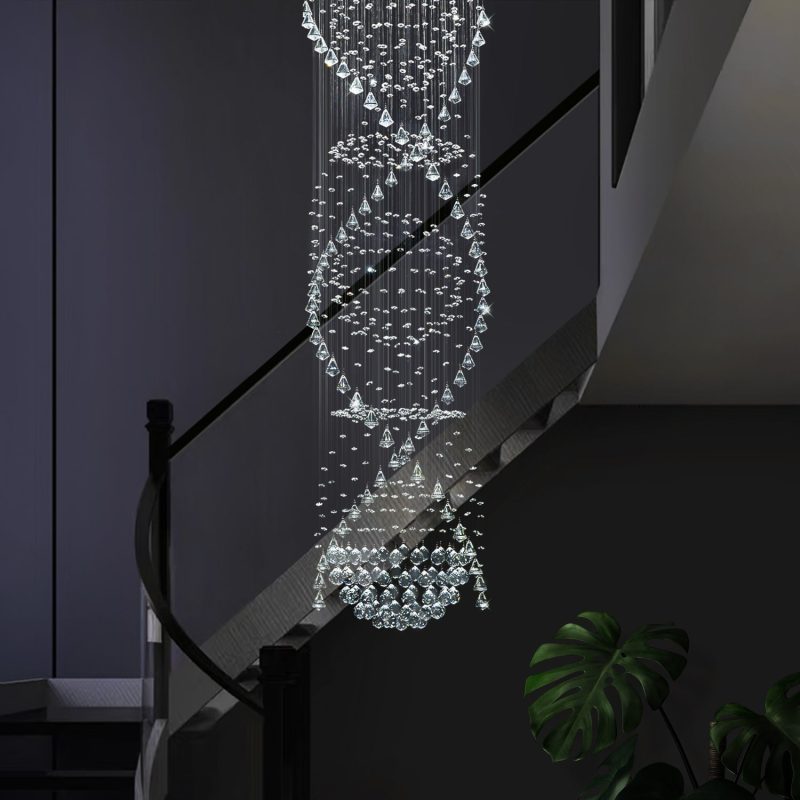 Double Spiral  Crystal Chandelier With Three Spheres For Foyer - Image 2