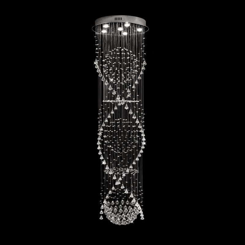 Double Spiral  Crystal Chandelier With Three Spheres For Foyer - Image 5