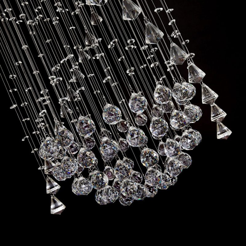 Double Spiral  Crystal Chandelier With Three Spheres For Foyer - Image 6