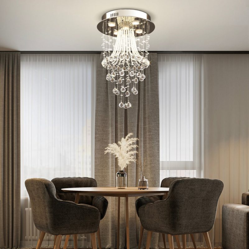 Modern Round Flush Mount Crystal Chandelier - Jellyfish Ceiling Light - Image 2