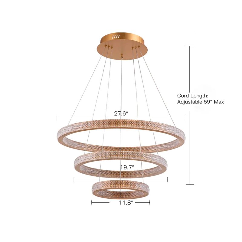 Three Rings Gold LED Chandelier - Image 7