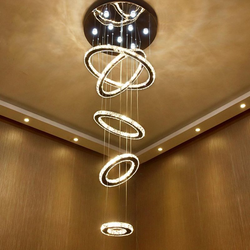 Five & Six Ring Crystal Chandelier Suspension Lights - Image 5