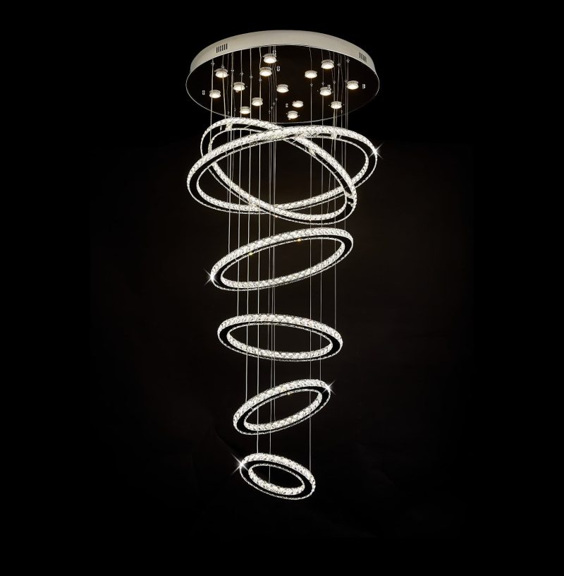 Five & Six Ring Crystal Chandelier Suspension Lights - Image 7