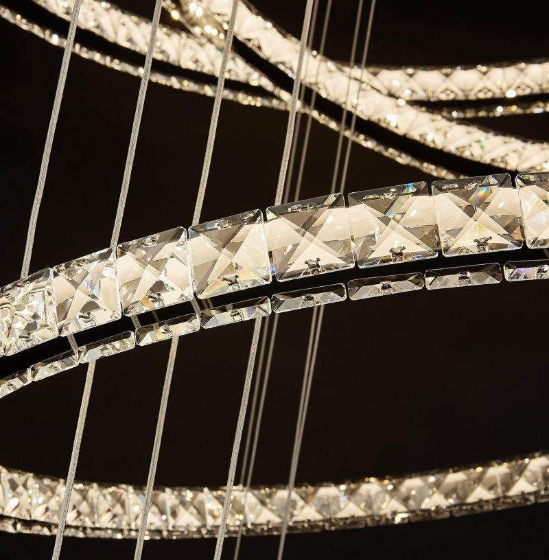 Five & Six Ring Crystal Chandelier Suspension Lights - Image 8