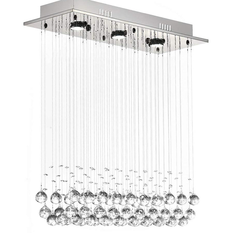 Modern Rectangular Crystal Chandelier with Balls For Dining Room - Image 6