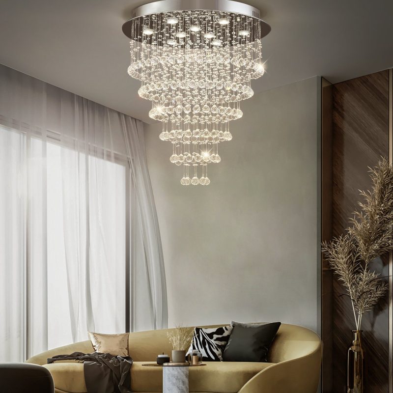 Multi Layer Round Crystal Chandelier Ceiling Lights - Image 2