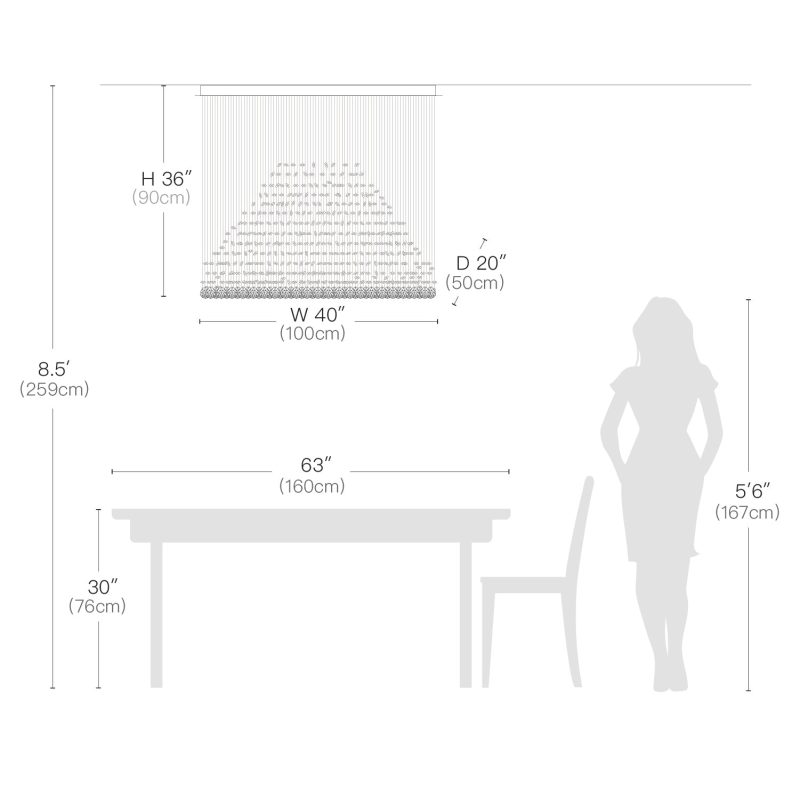 Rectangular Base Pyramid Raindrop Crystal Ceiling Lights - Image 7