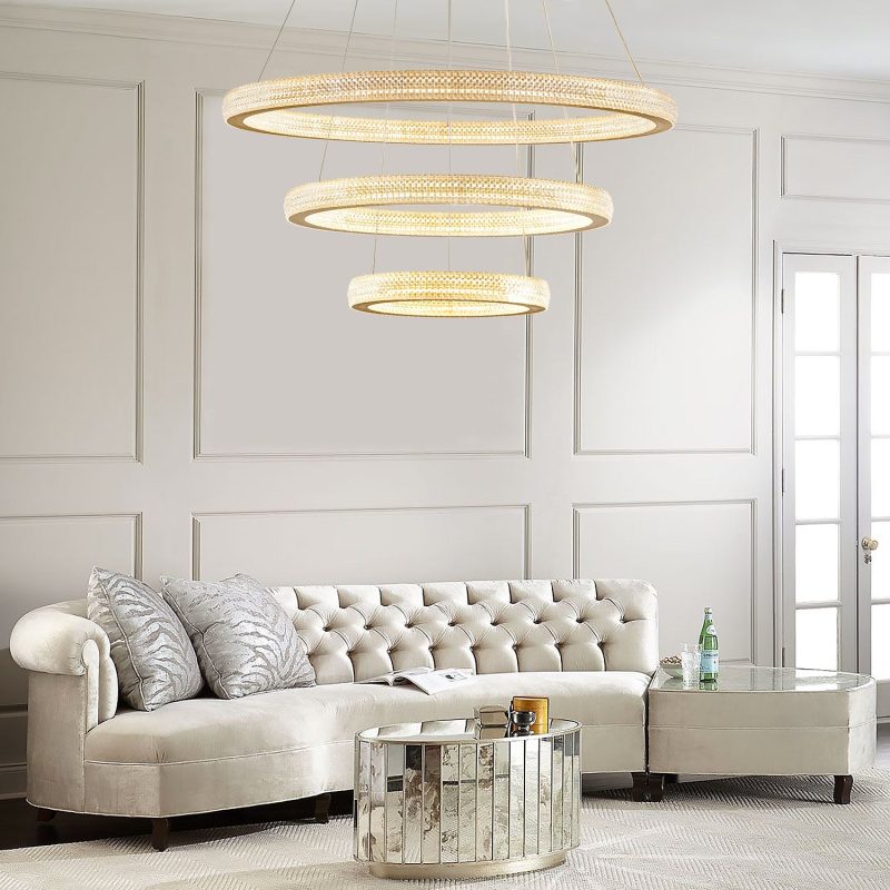 Three Rings Gold LED Chandelier - Image 2