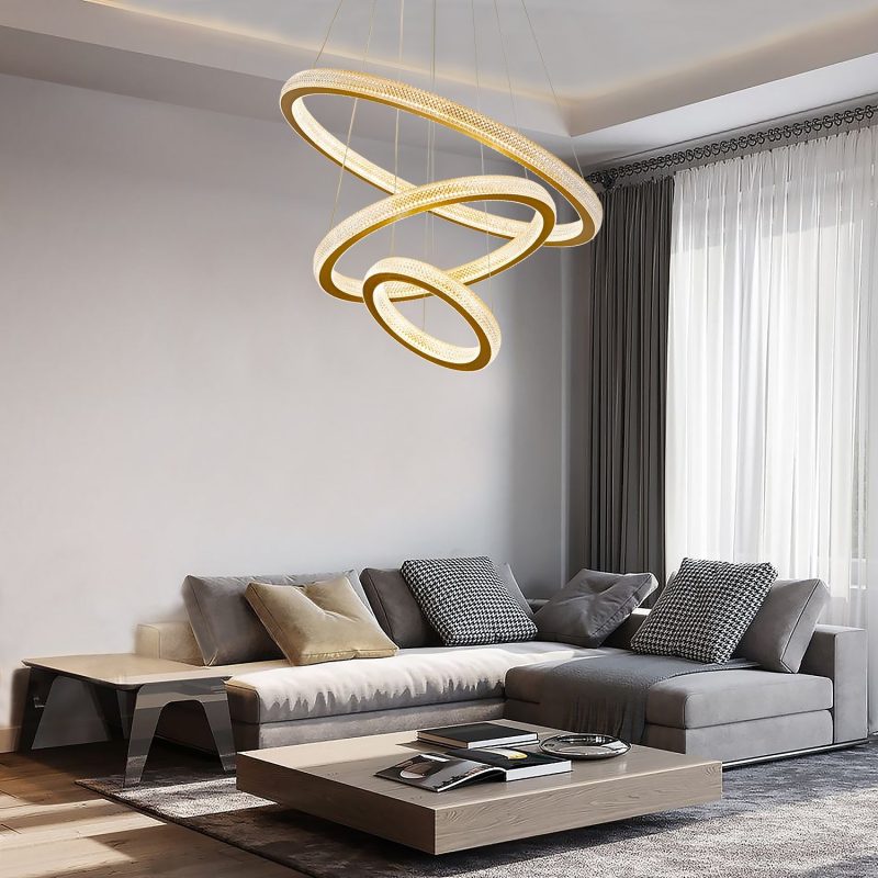 Three Rings Gold LED Chandelier - Image 3