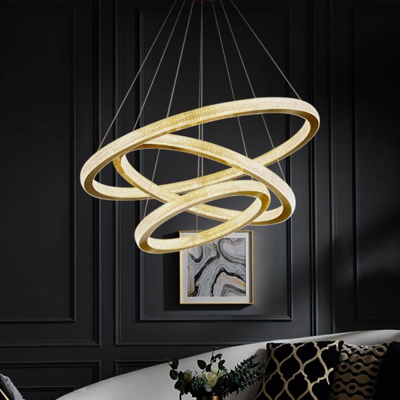 Three Rings Gold LED Chandelier - Image 4