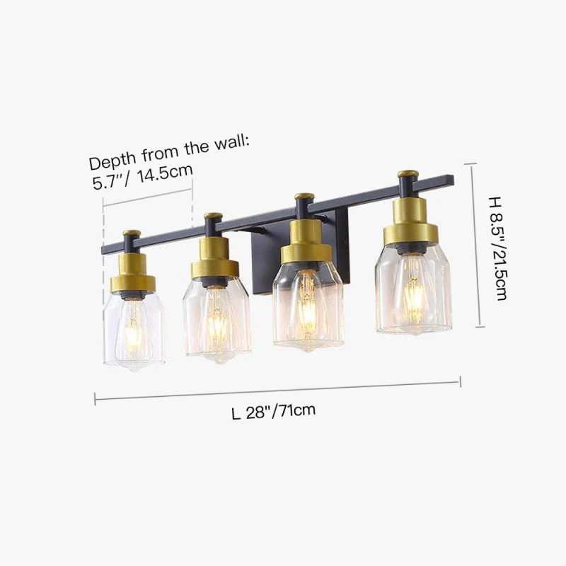 【Open Box - Save Big】4-Light Black and Gold Glass Vanity Light -Only 1 left - Image 5