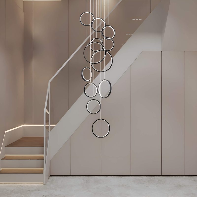 Black Rings LED Light for Modern Minimalist Foyer - Image 2