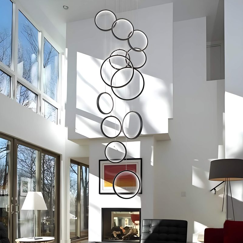 Black Rings LED Light for Modern Minimalist Foyer - Image 4