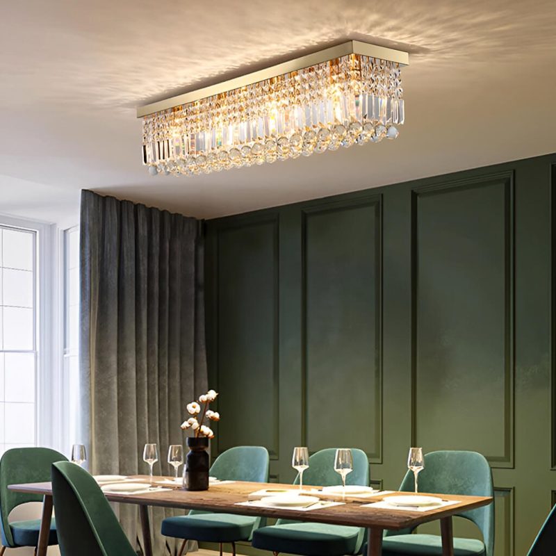 Ceiling Mount Rectangular Crystal Raindrop Chandelier - Image 2