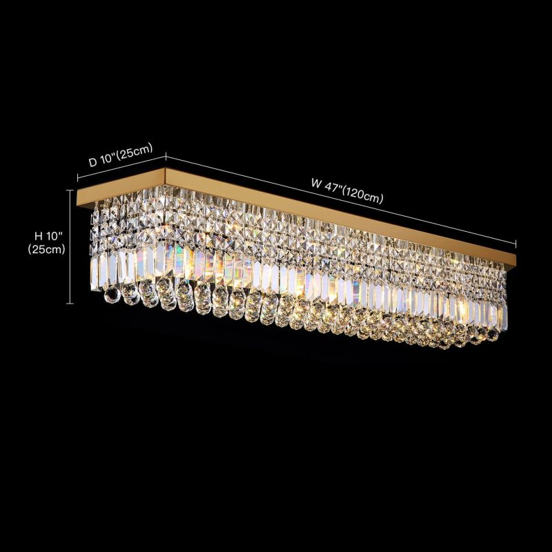 Ceiling Mount Rectangular Crystal Raindrop Chandelier - Image 5
