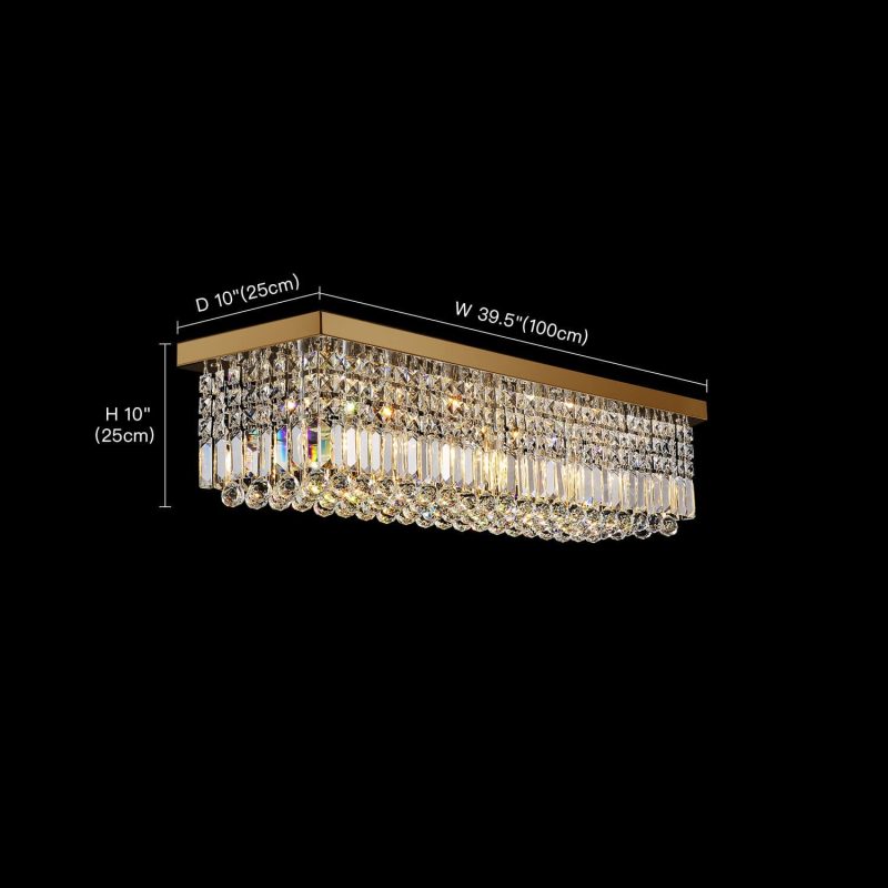 Ceiling Mount Rectangular Crystal Raindrop Chandelier - Image 4