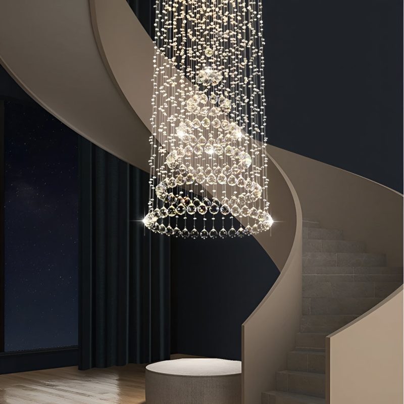 Contemporary Luxury Round Design Raindrop Crystal Chandelier - Image 5