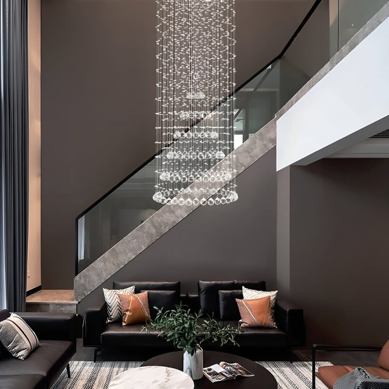 Contemporary Luxury Round Design Raindrop Crystal Chandelier - Image 2