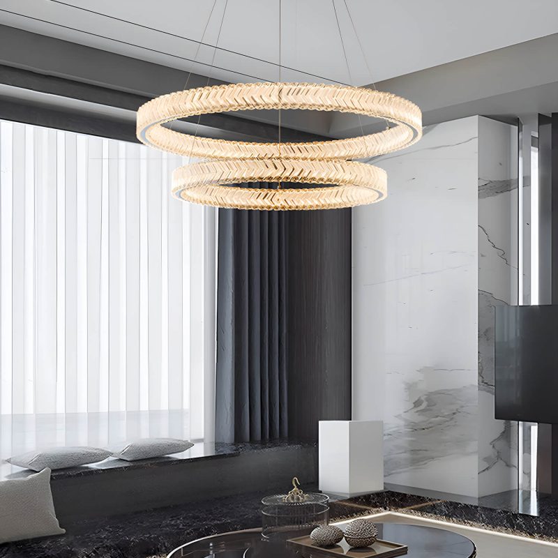 Crystal Ring Chandelier with 2-Tier LED Rings - Image 2