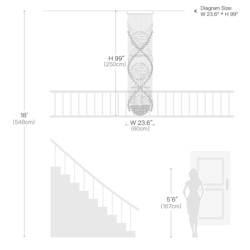 Double Spiral  Crystal Chandelier With Three Spheres For Foyer - Image 8