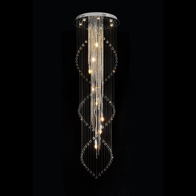 Double Spiral Raindrop Crystal Chandelier - Flush Mount Ceiling Light - Image 7