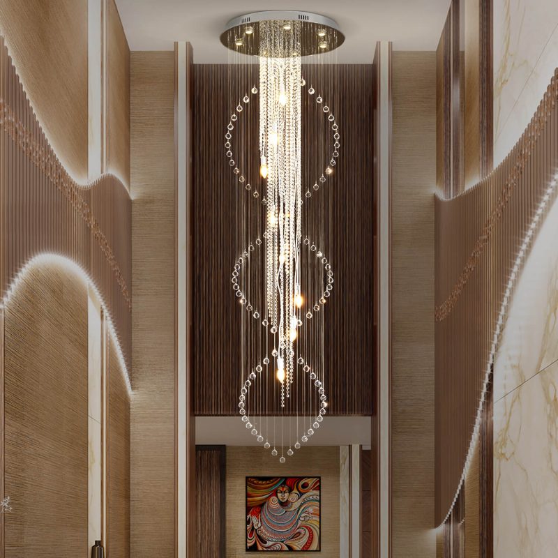 Double Spiral Raindrop Crystal Chandelier - Flush Mount Ceiling Light - Image 3