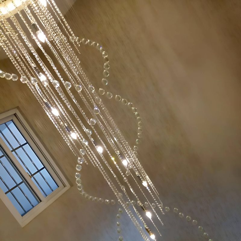 Double Spiral Raindrop Crystal Chandelier - Flush Mount Ceiling Light - Image 12