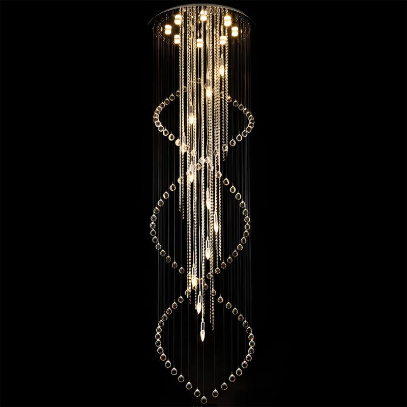 Double Spiral Raindrop Crystal Chandelier - Flush Mount Ceiling Light - Image 8