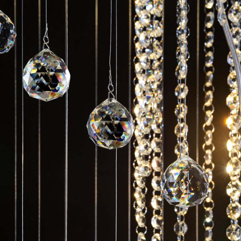 Double Spiral Raindrop Crystal Chandelier - Flush Mount Ceiling Light - Image 9