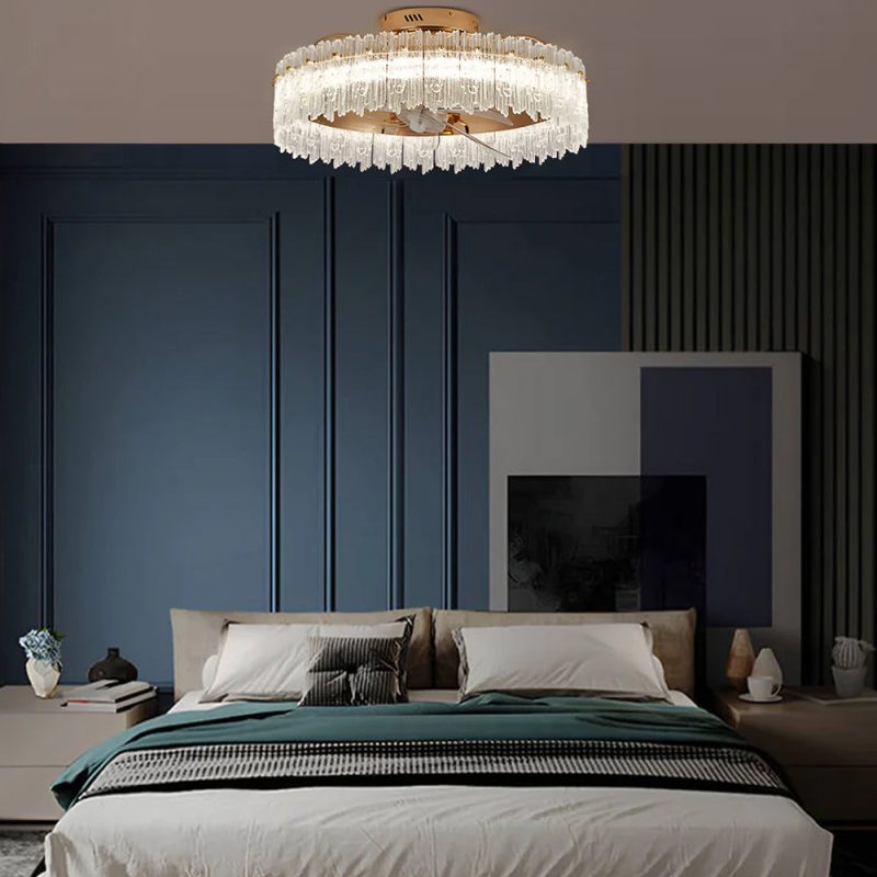 Gold Crystal Oscillating Ceiling Fan Light - Image 2