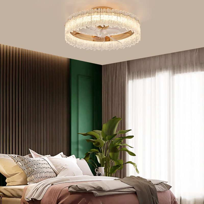 Gold Crystal Oscillating Ceiling Fan Light - Image 3