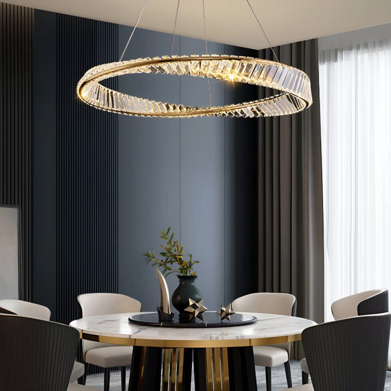 Gold Irregular Ring Crystal LED Chandelier - Multiple Ring Options - Image 2