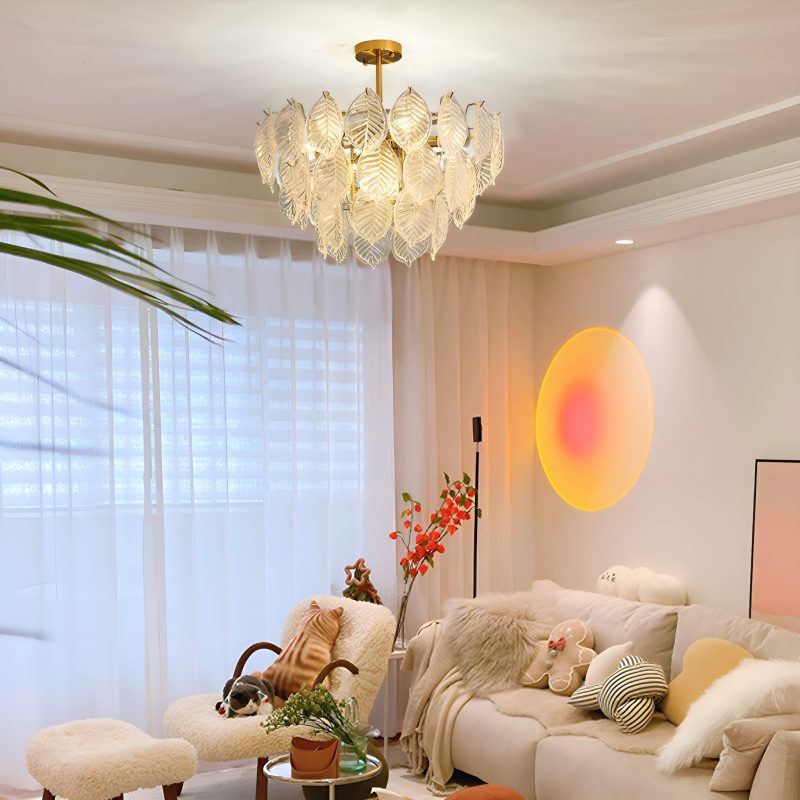 Leaf-Shape French-style Luxurious Crystal Chandelier - Modern  Living Room - Image 5