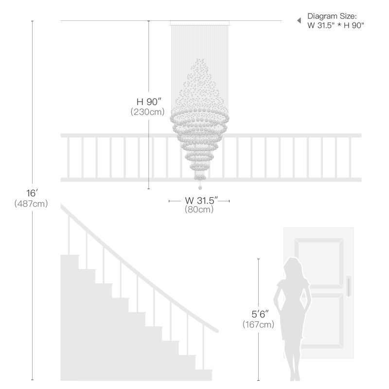 Luxury Modern Round Crystal Chandelier - Staircase Lighting Fixture - Image 6