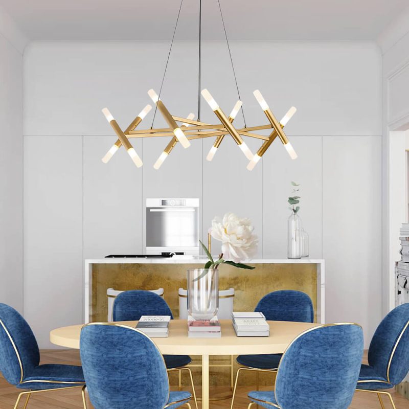 Mid Century Modern Polygonal Chandelier Living Room - Image 3