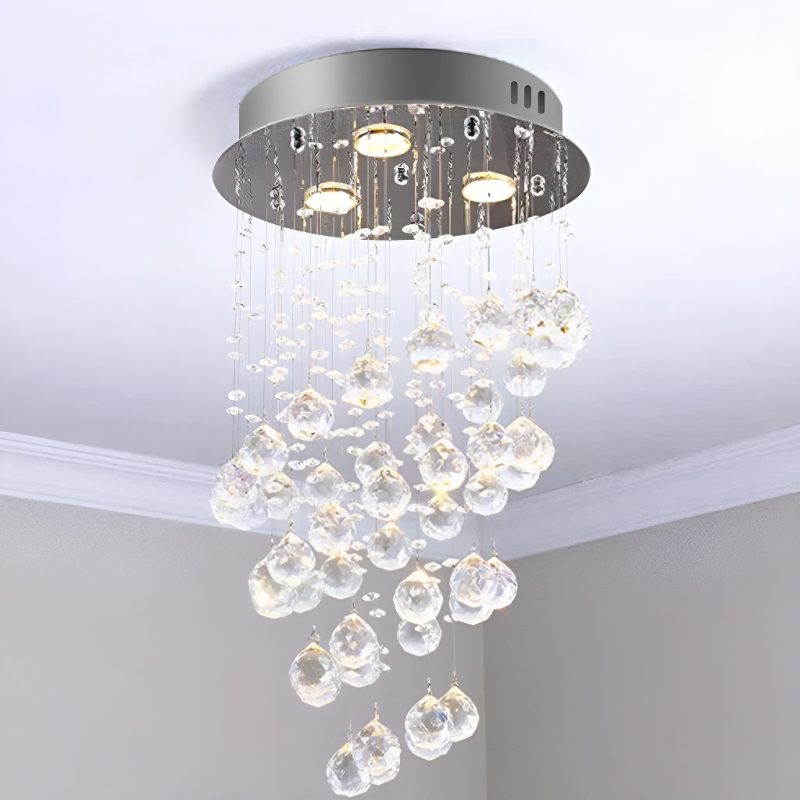 Mini Modern Spiral Rain Drop Crystal Bathroom Chandelier - Image 4