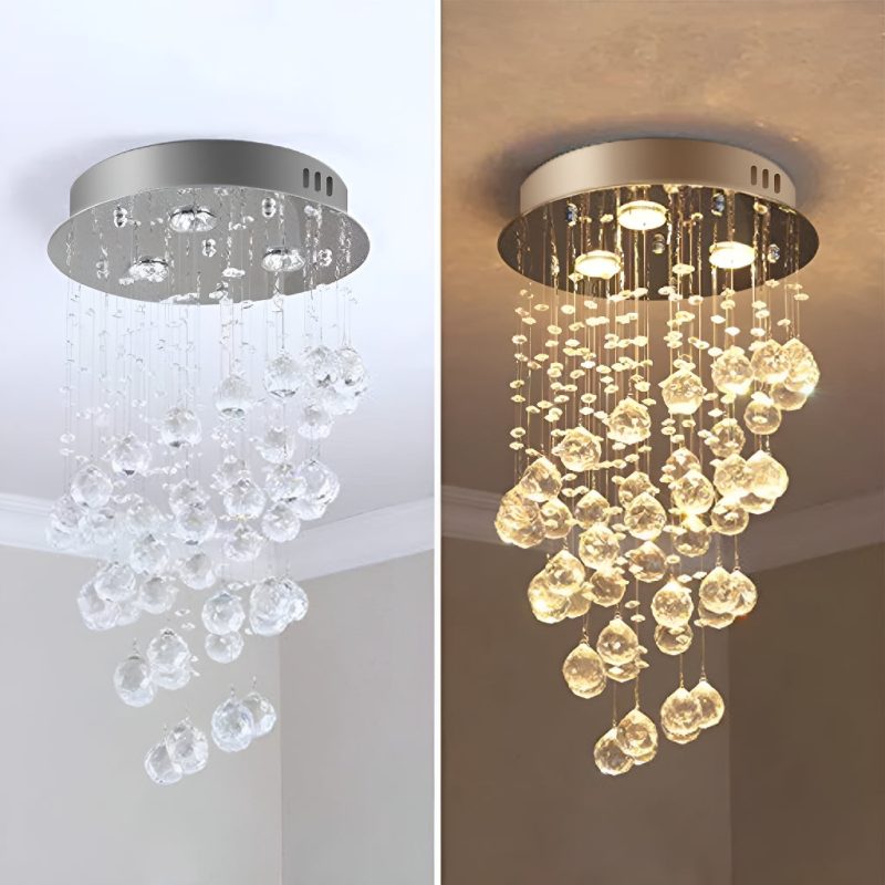 Mini Modern Spiral Rain Drop Crystal Bathroom Chandelier - Image 5