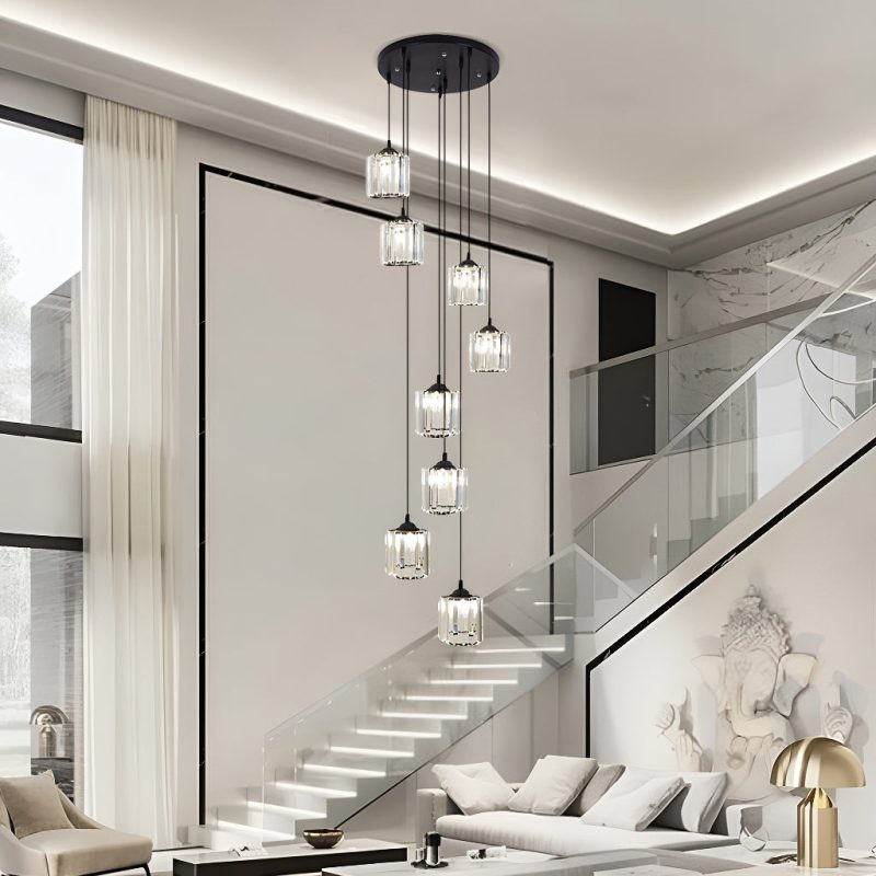 Modern Spiral Staircase Lamp with Multiple Lights - Image 2