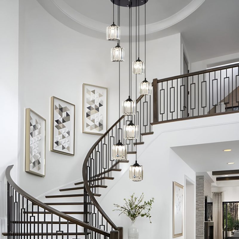 Modern Spiral Staircase Lamp with Multiple Lights - Image 3