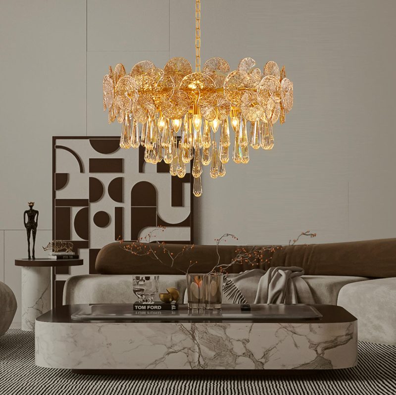 Modern Luxury Gold Glass Chandelier for Living Room - Image 6