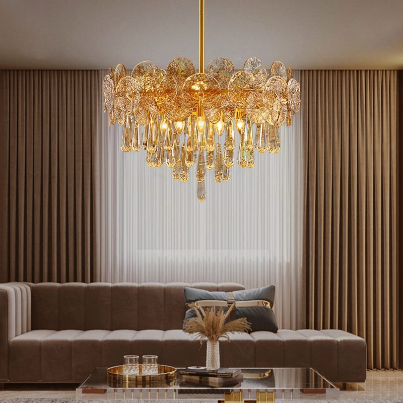 Modern Luxury Gold Glass Chandelier for Living Room - Image 2