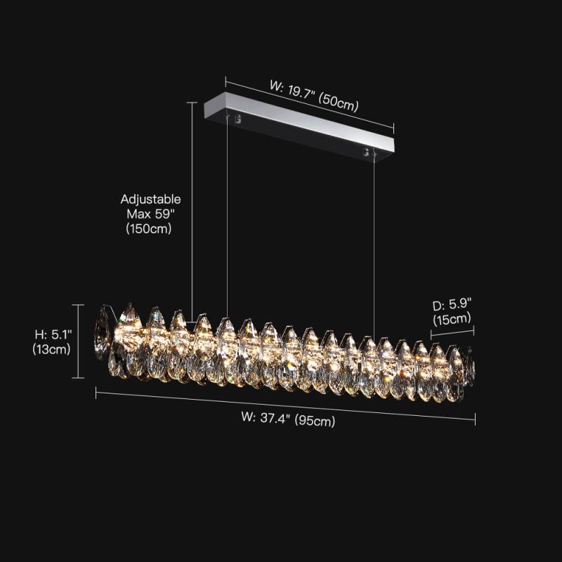 Modern Raindrops Crystal Rectangle Chandelier Living Room - Image 8