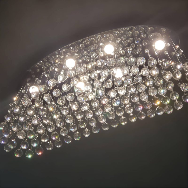 Modern Wave Rain Drop Clear Crystal Chandelier - Oval Ceiling Light - Image 8